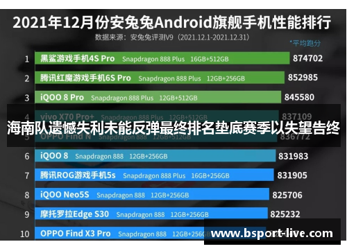 海南队遗憾失利未能反弹最终排名垫底赛季以失望告终